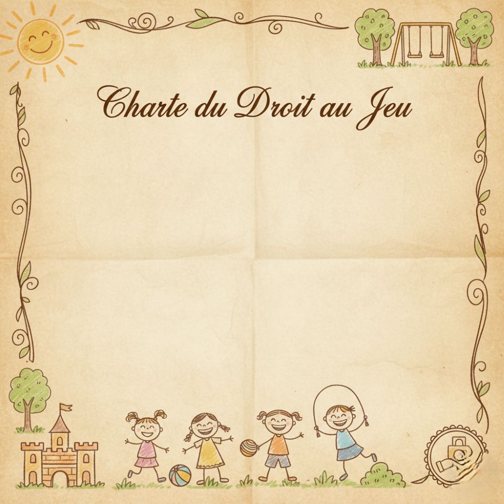 Illustration de la Charte du Droit au Jeu, un engagement formel pour le développement par le jeu.